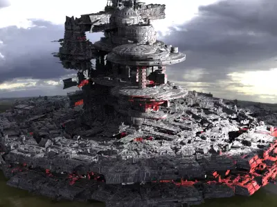 Sci-Fi City dystopia base City Ship 7 3 3D model