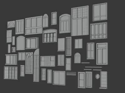 windows collection 3d models blender interior design Low-poly 3D model
