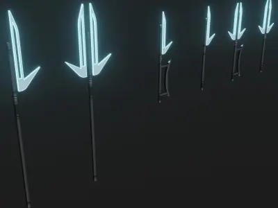 Sci-fi spears and swords collection pack Low-poly 3D model