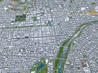 Sapporo Downtown Hokkaido Japan Low-poly 3D model