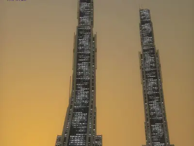 Futuristic Sci-Fi Skyscraper 04 Low-poly 3D model