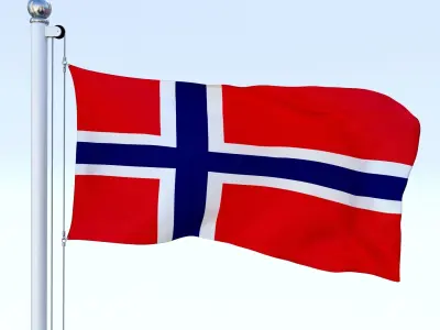 Animated Norway Flag Low-poly 3D model