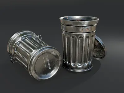 Trash can Low-poly 3D model