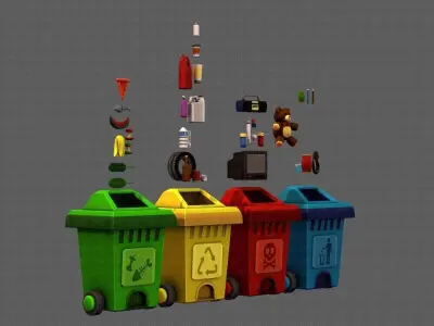 Garbage water bottle Low-poly 3D model