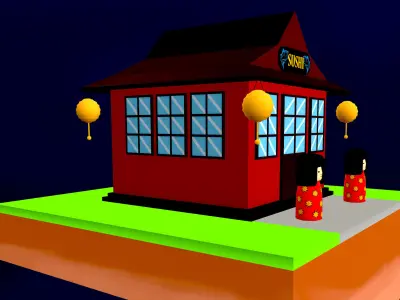 Sushi Food Outlet Low-poly 3D model