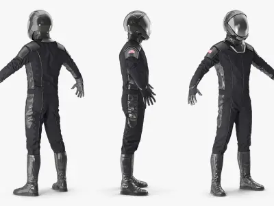  Sci Fi Astronaut Suit Black Rigged for Cinema 4D 
