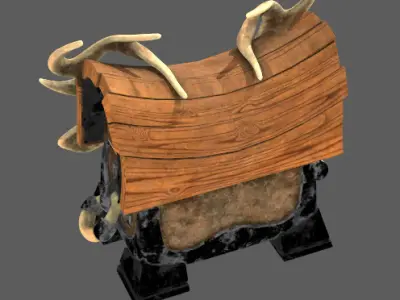 Personalized Deer Horn Treasure Chest Low-poly 3D model