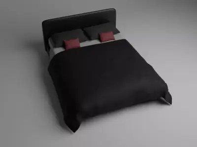 Modern Black Bed Free 3D model