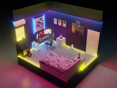 cyberpunk bedroom 3D model