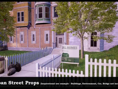 Suburban Street Props Collection Low-poly 3D model