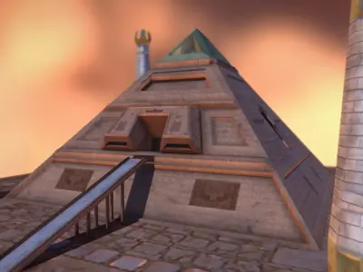 Pyramid egyptian with two towers Low-poly 3D model