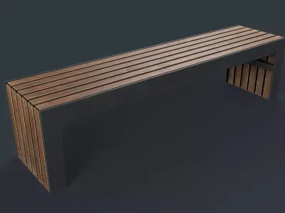 Modern Outdoor Bench 14 PBR Game Ready Low-poly 3D model