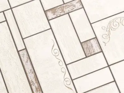 Ivory Mosaic Panel Wallpaper Texture