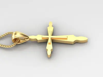 Light Gold 18K Cross Pendant 2CP051 3D print model