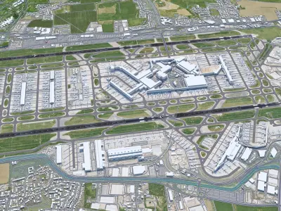 London Heathrow Airport 10km Low-poly 3D model