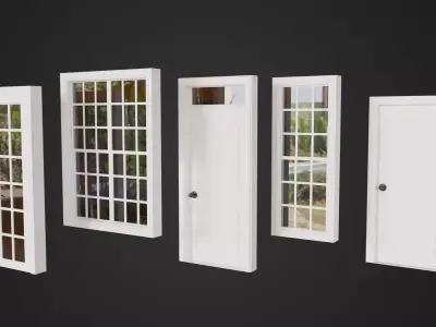 Farming House Style Doors And Windows Low-poly 3D model