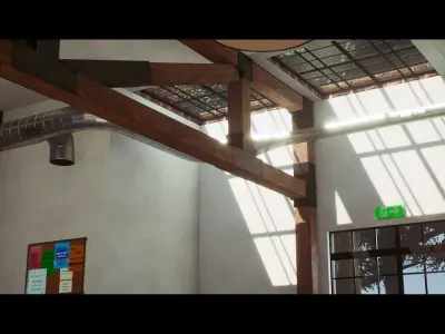 Modular School  Classroom with Hallway Low-poly 3D model