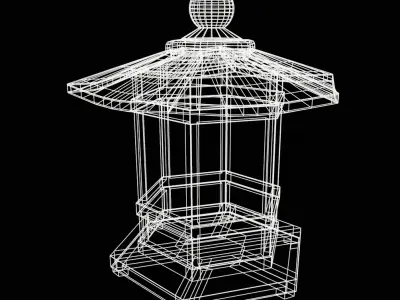 Japanese hanging lamp Low-poly 3D model