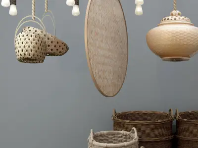 Style Bamboo Chinese Parts Weaving 3D model