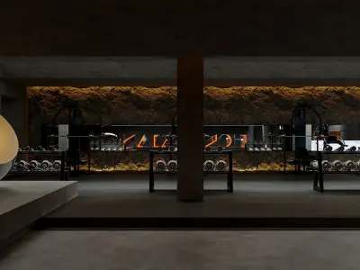 Modern dark gym interior 3D model