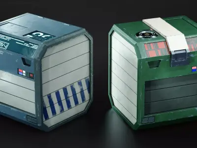 Sci-Fi Crates Low-poly 3D model