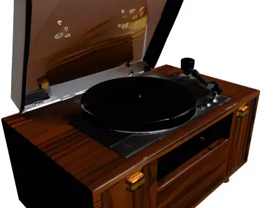 MidCentury Modern Record Player Console Low-poly 3D model