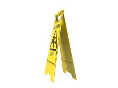 Caution Wet Floor Sign Low-poly 3D model