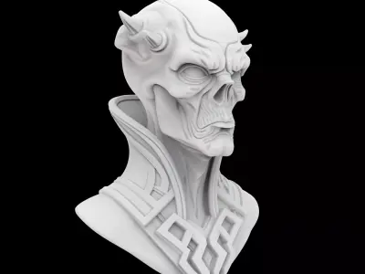 Alien Shaman Bust 3D Print Model 3D print model