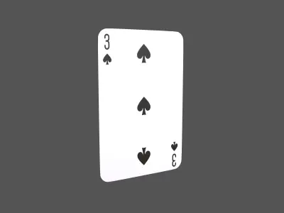 Poker Cards Spades 3 V1 001 Low-poly 3D model
