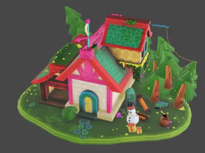 Christmas House  Low-poly 3D model