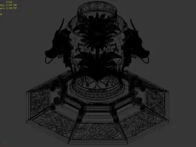 Game Architecture - Bronze - Dragon - wine altar 3D model