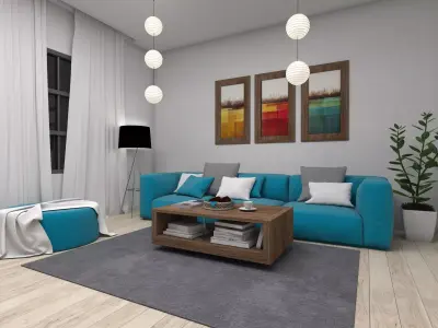 Living Area interior scene 3D model