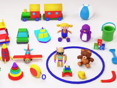 Lowpoly cartoon toys Pack Low-poly 3D model