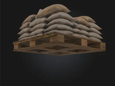 Sandbag Pallet  Tactical Readiness in Every Detail 3D model