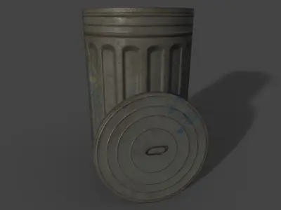 old dustbin Low-poly 3D model