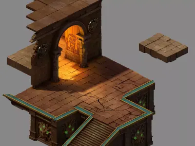 Funeral Place - Door Stairs 02 3D model