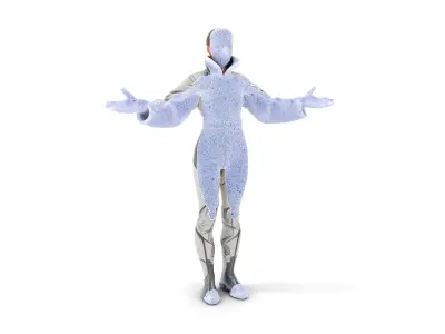 Futuristic SciFi Female Character Rigged and Animated Low-poly 3D model