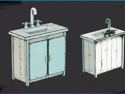 Stylized Sink Low-poly 3D model