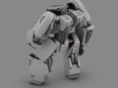 combat robot rigged character 3D model