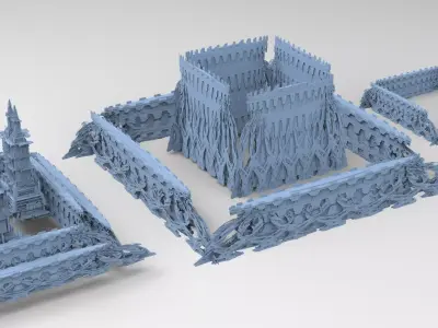 Forest Sci fi fi temple 3 walls  3D model