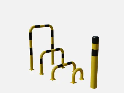 Road barrier collection Low-poly 3D model