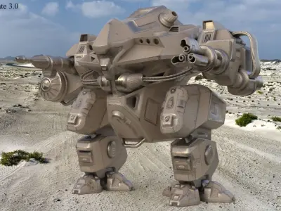 Mecha Robo Cop Clay Vray AI Low-poly 3D model