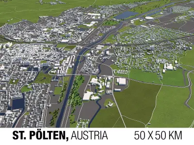 St Polten Austria 50x50km 3D model