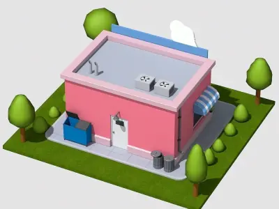 Low Poly Ice Cream Shop Low-poly 3D model