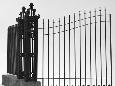 Fence Railing Gate street Park 3D model