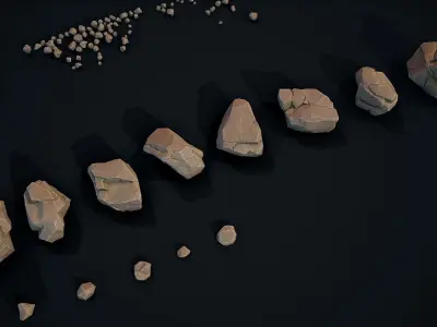 Stylized Gray Stone Small PBR  Low-poly 3D model