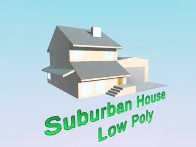 Suburban House Low Poly Free low-poly 3D model