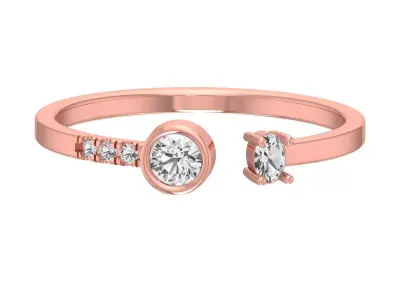 Solitaire Women Light Weight Oval Round Stone Band Ring 3D print model