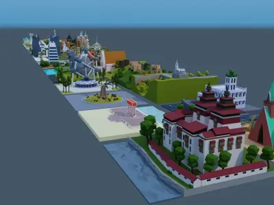 Landmarks of the world A to D Low-poly 3D model