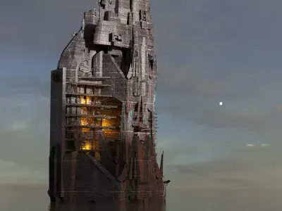 Dark Alien Observatory Tower  3D model